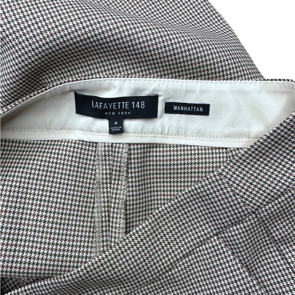 LAFAYETTE 148 New York Brown Houndstooth MANHATTAN Pants - Picture 6 of 10